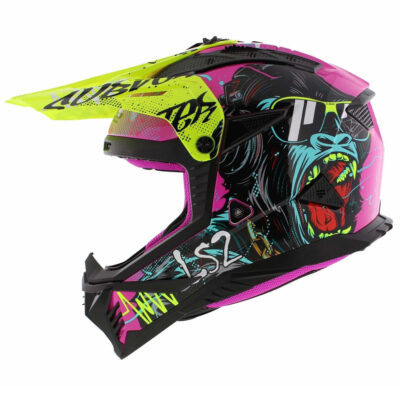 LS2 MX708 FAST II HELMET – GORILLA GLOSS PURPLE H-V YELLOW