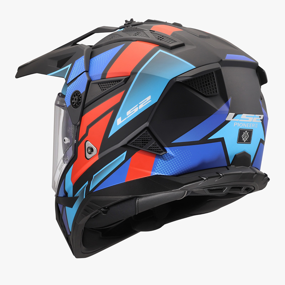 LS2 MX702 PIONEER II HELMET - BLOCK BLACK RED BLUE - Image 6