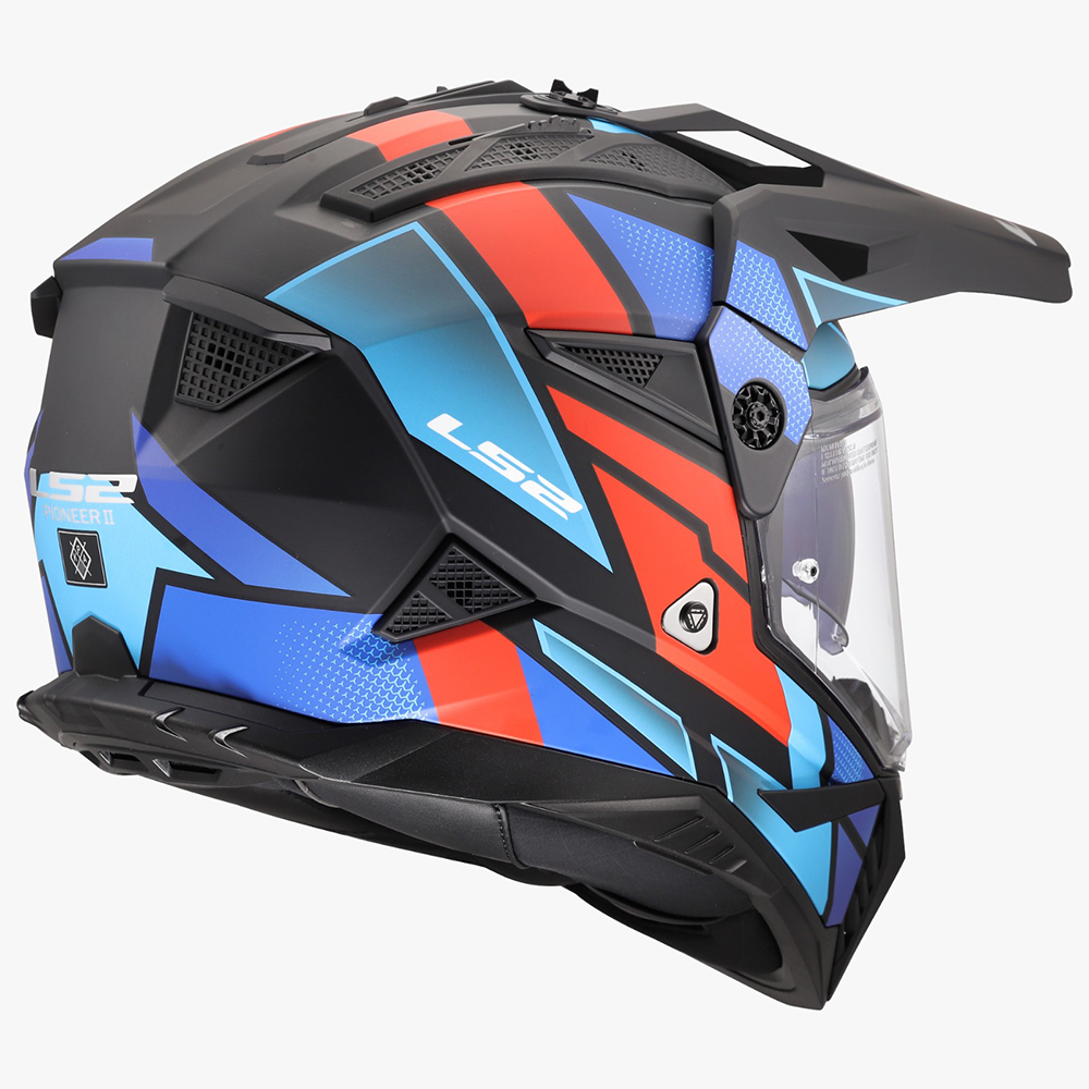LS2 MX702 PIONEER II HELMET - BLOCK BLACK RED BLUE - Image 4