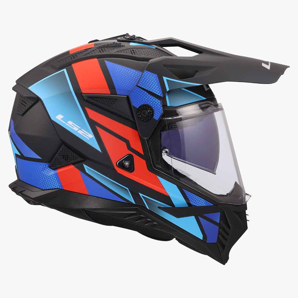 LS2 MX702 PIONEER II HELMET - BLOCK BLACK RED BLUE - Image 3
