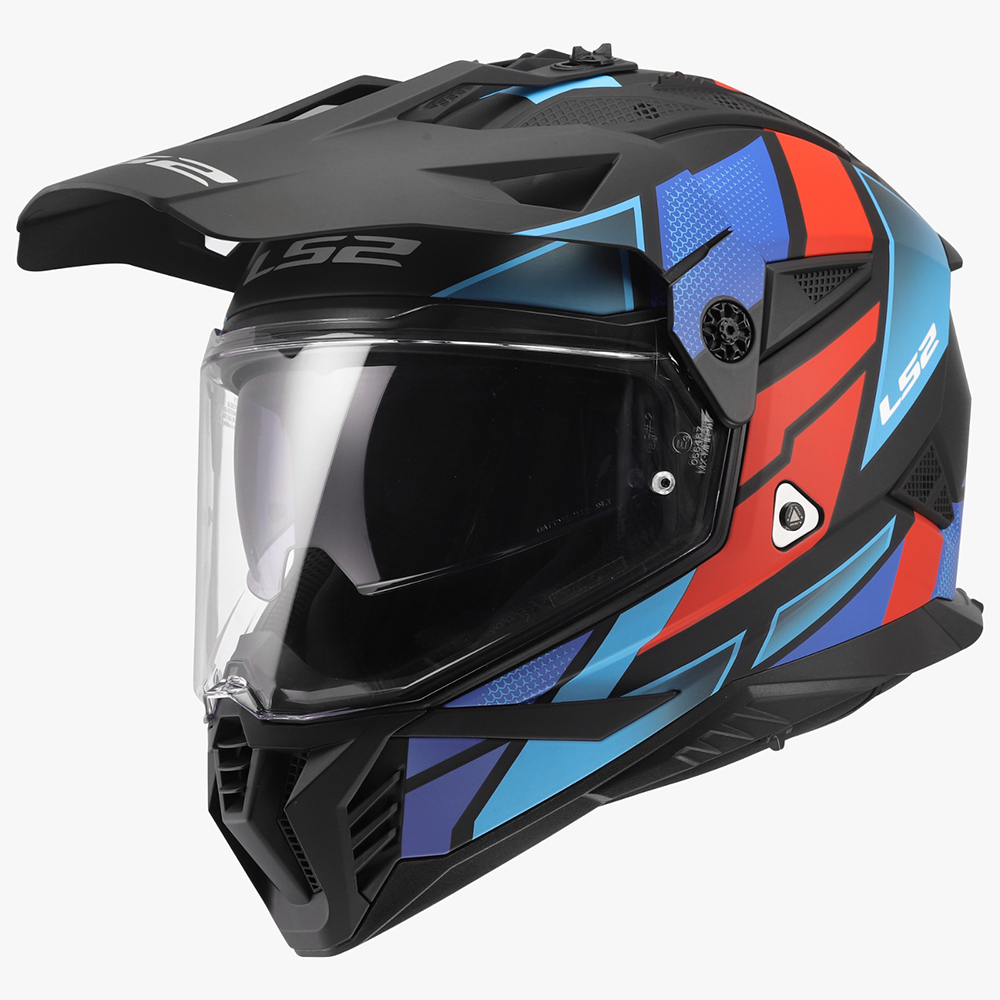 LS2 MX702 PIONEER II HELMET - BLOCK BLACK RED BLUE