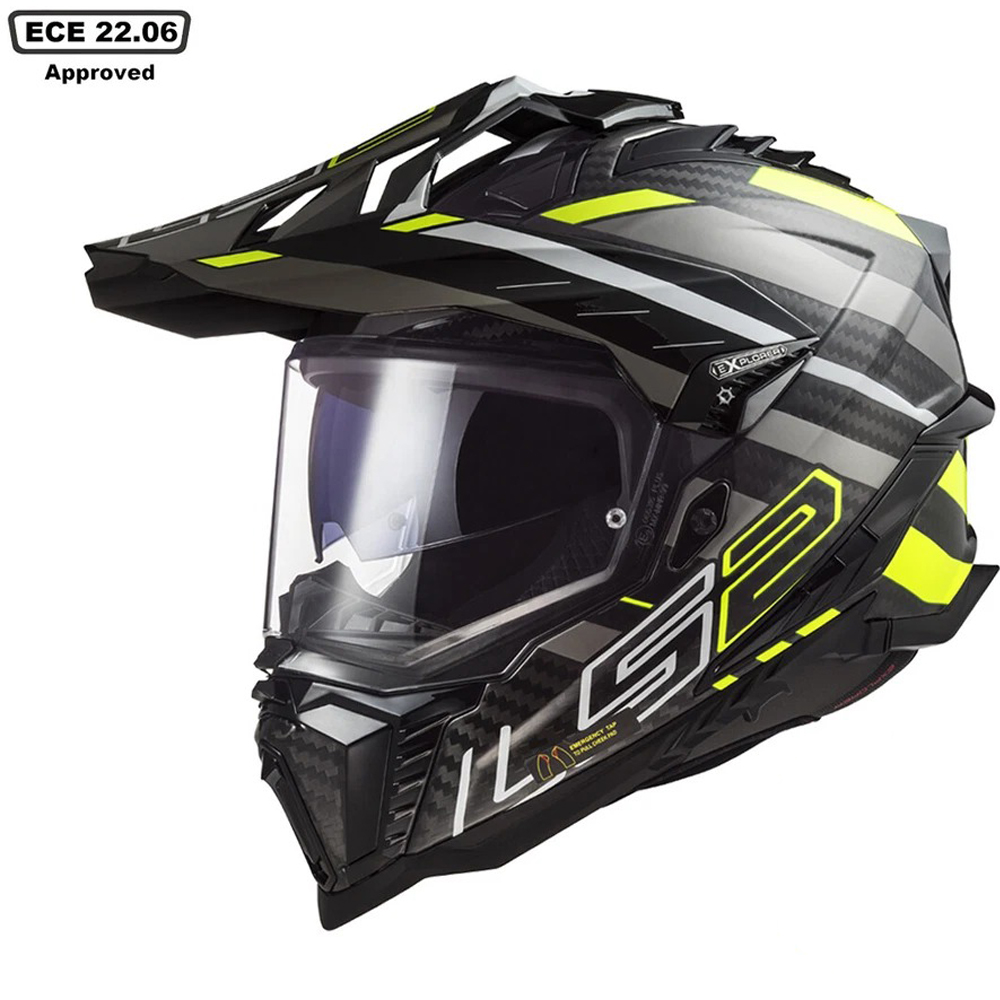 LS2 MX701 EXPLORER CARBON ADVENTURE HELMET - EDGE BLACK YELLOW - Image 3