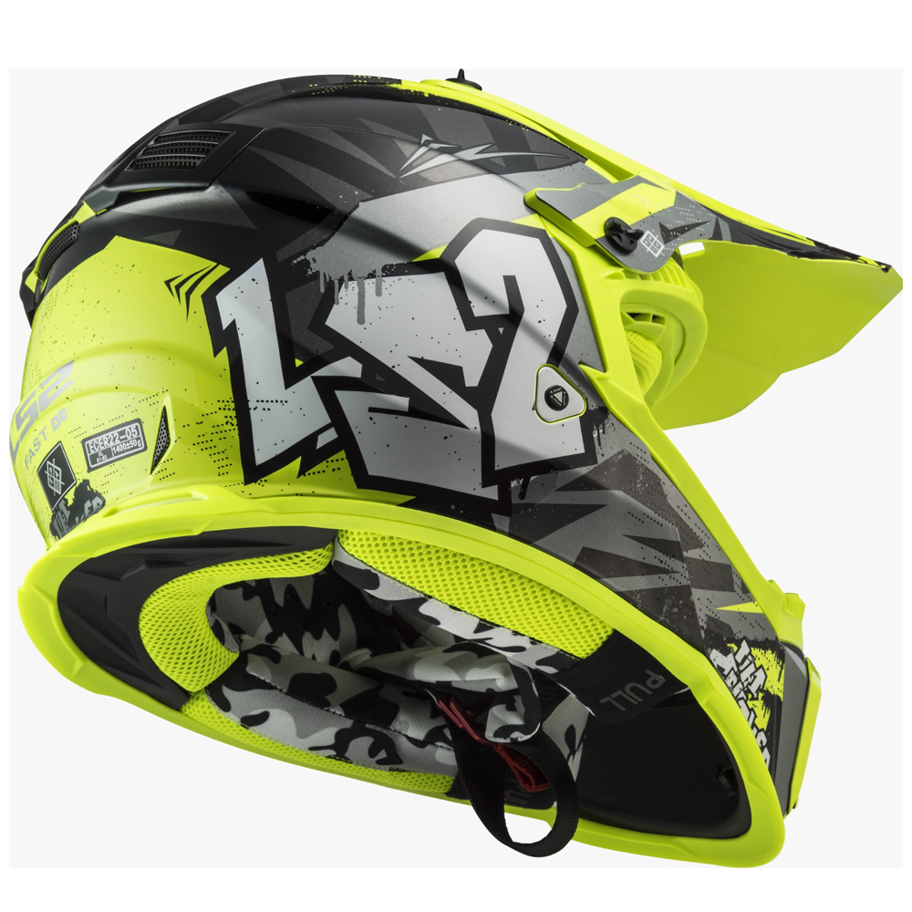 LS2 MX437 FAST II MINI HELMET - CRUSHER BLACK YELLOW - Image 4