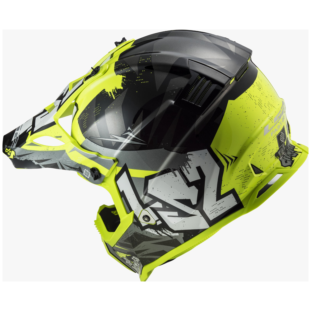 LS2 MX437 FAST II MINI HELMET - CRUSHER BLACK YELLOW - Image 5