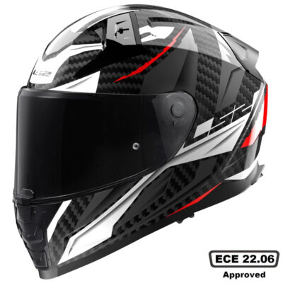 LS2 FF811 VECTOR  II CARBON HELMET – WHITE RED GREY