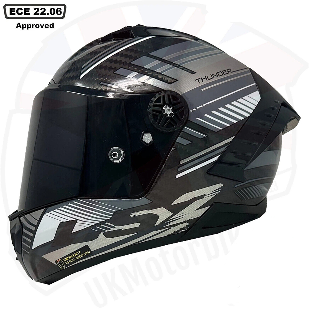 LS2 FF805 THUNDER CARBON HELMET - GREY BLACK - Image 3