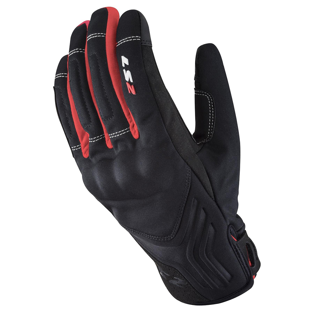 LS2 JET 2 MAN GLOVES - BLACK RED - Image 3