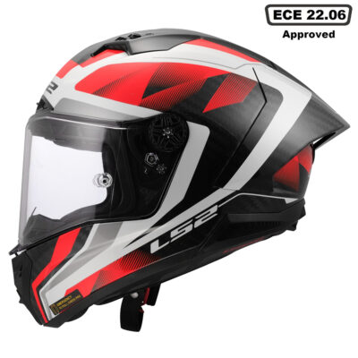 LS2 FF805 THUNDER CARBON HELMET – RAUTE WHITE RED