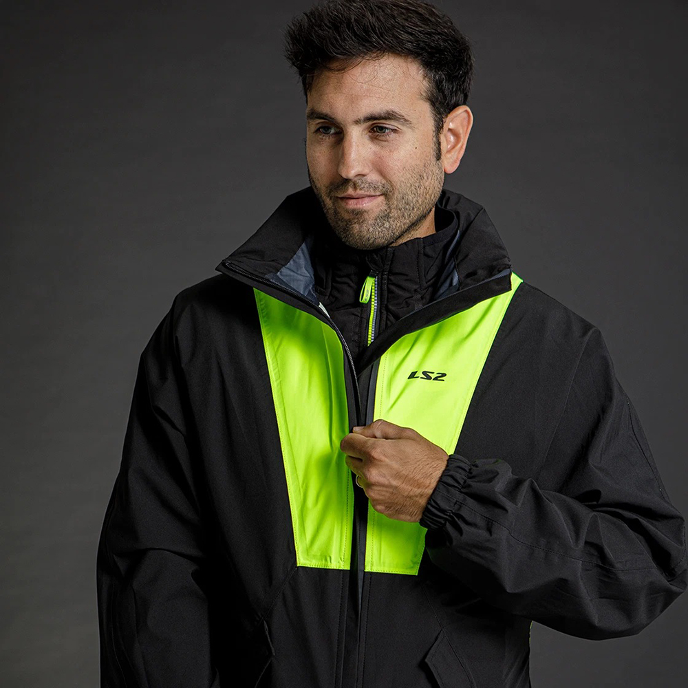 LS2 X-RAIN MAN JACKET - BLACK H-V YELLOW - Image 7