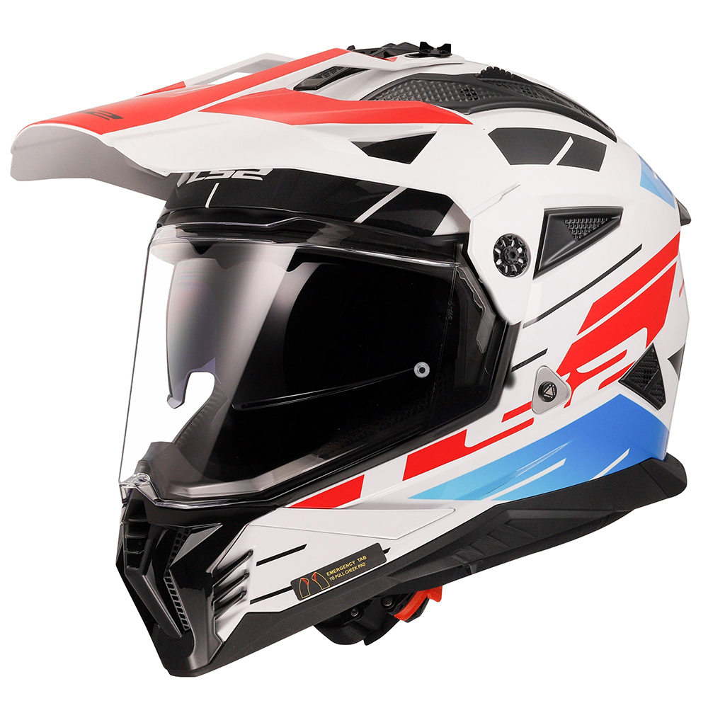 LS2 MX702 PIONEER II HELMET - NAMIB WHITE BLUE RED