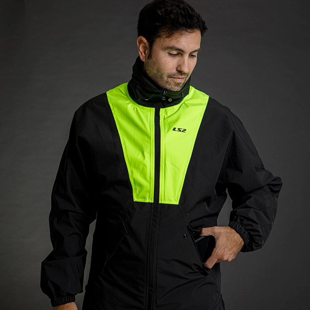 LS2 X-RAIN MAN JACKET - BLACK H-V YELLOW - Image 6