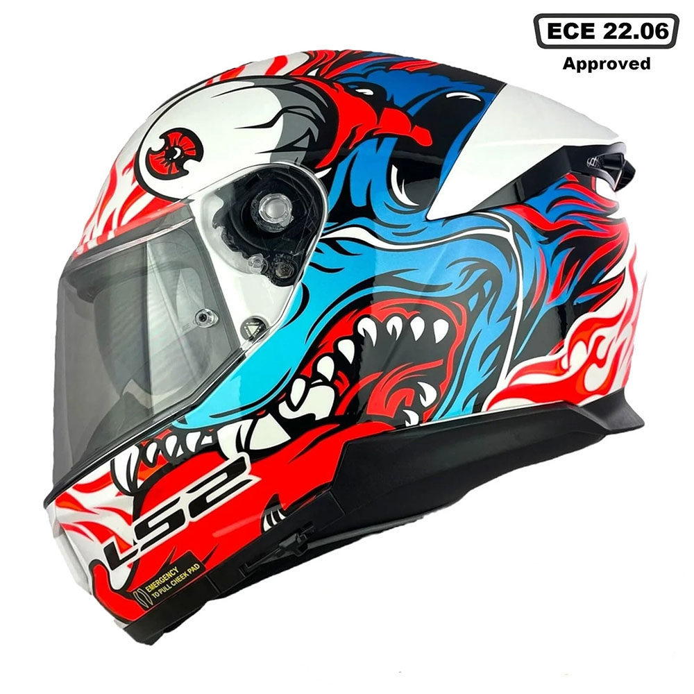 LS2 FF808 STREAM-II INFERNO HELMET - WHITE BLUE - Image 2