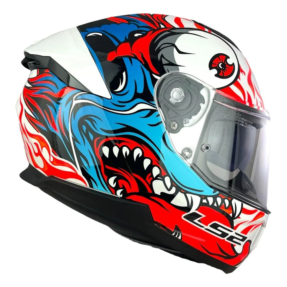 LS2 FF808 STREAM-II INFERNO HELMET - WHITE BLUE - Image 3