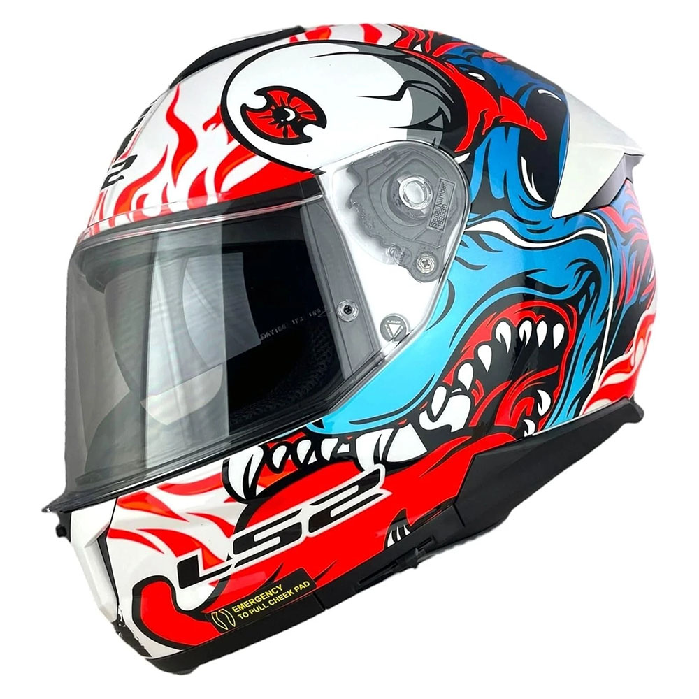LS2 FF808 STREAM-II INFERNO HELMET - WHITE BLUE - Image 4