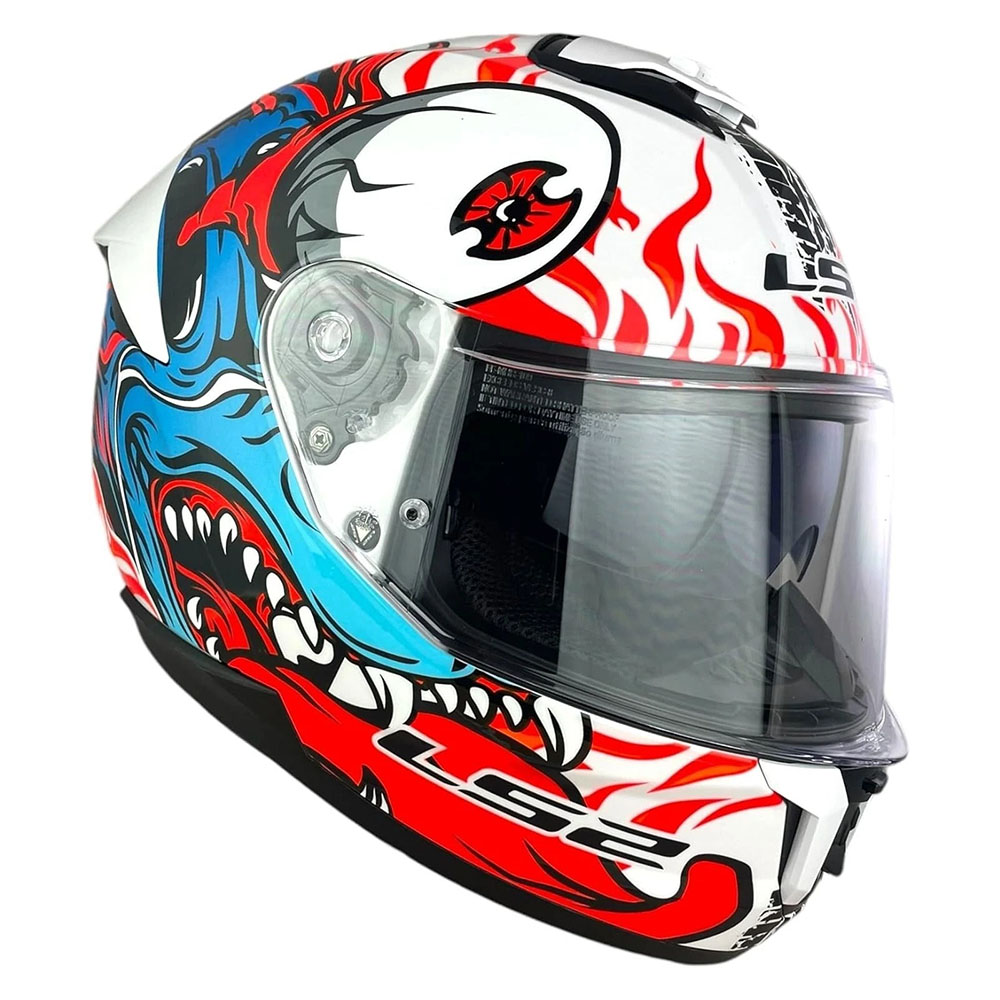 LS2 FF808 STREAM-II INFERNO HELMET - WHITE BLUE - Image 5