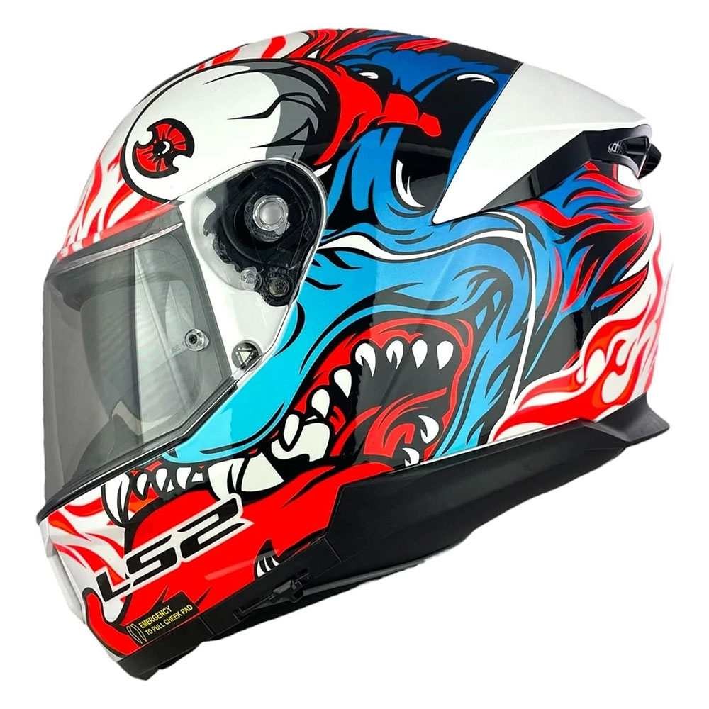LS2 FF808 STREAM-II INFERNO HELMET - WHITE BLUE