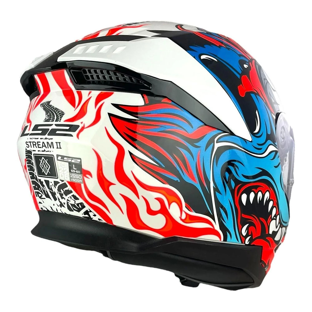 LS2 FF808 STREAM-II INFERNO HELMET - WHITE BLUE - Image 6