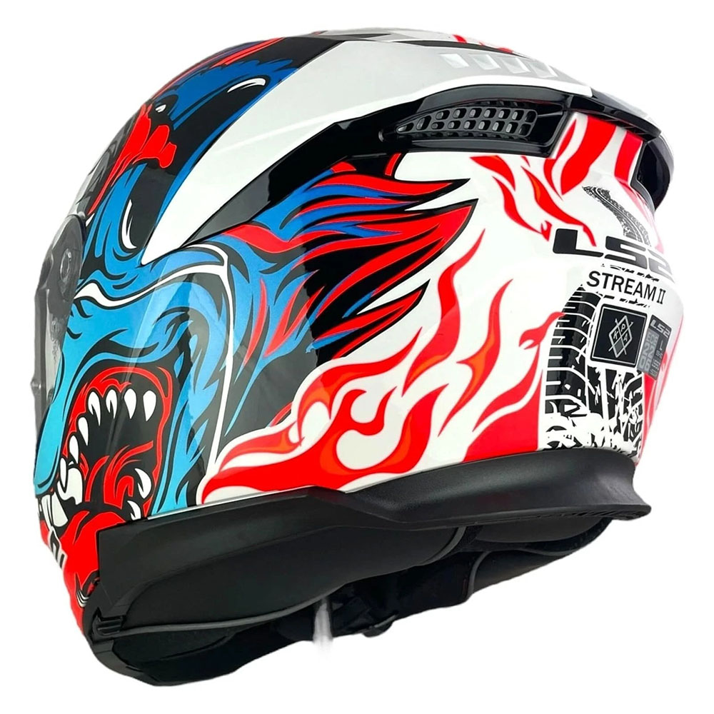 LS2 FF808 STREAM-II INFERNO HELMET - WHITE BLUE - Image 7