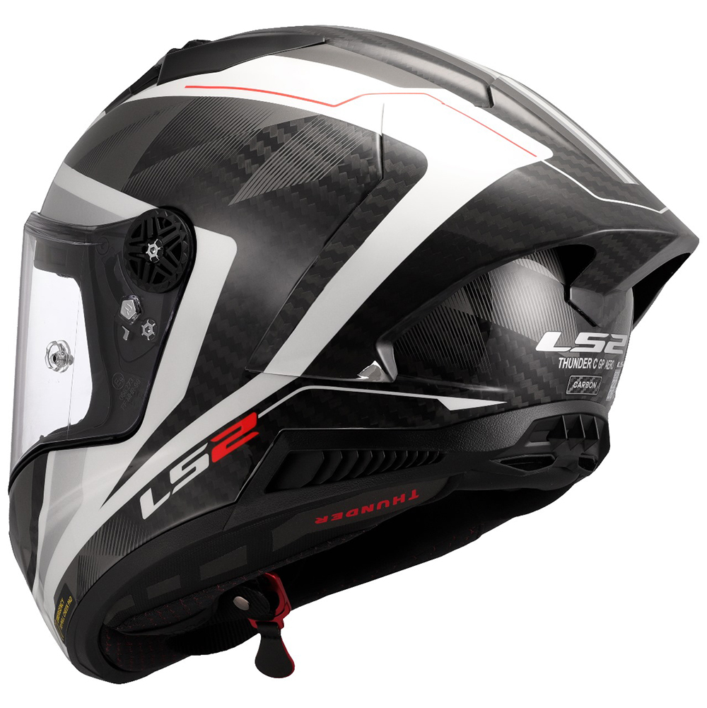 LS2 FF805 THUNDER CARBON HELMET - RAUTE WHITE GREY - Image 5
