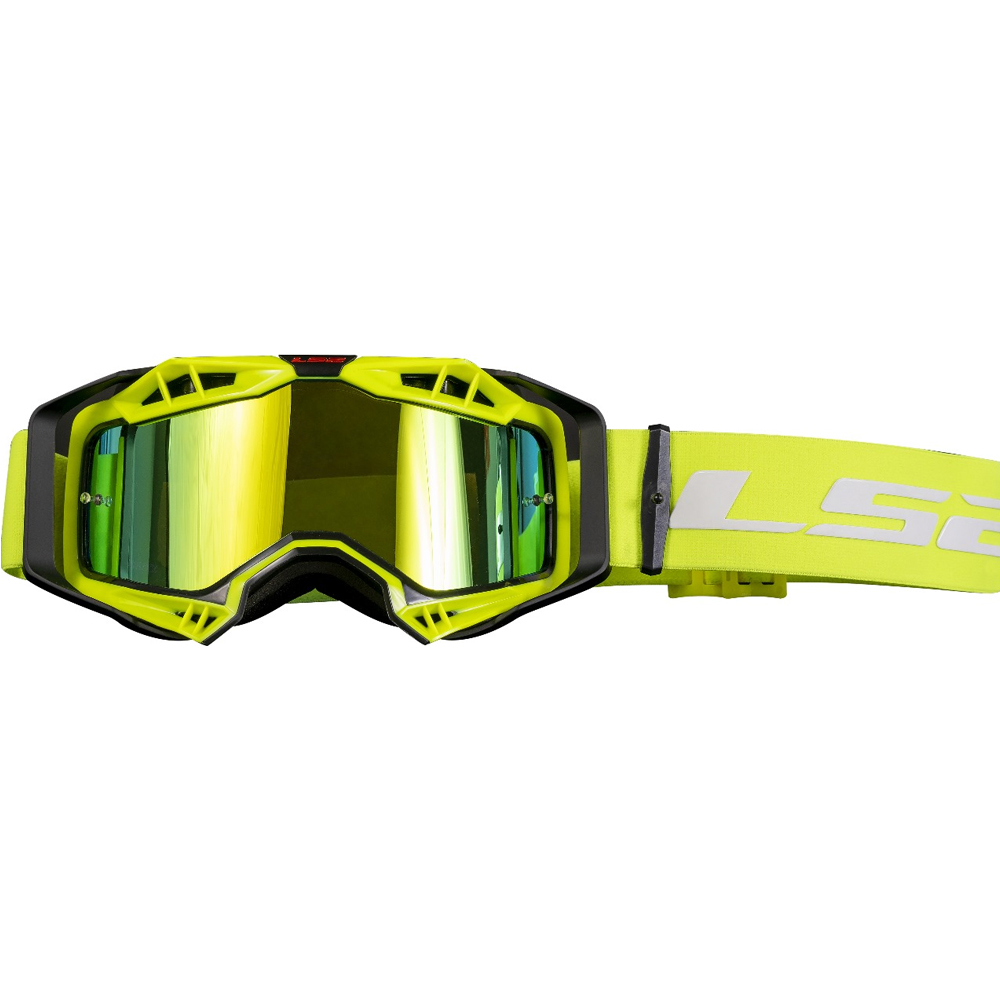 LS2 AURA PRO GOGGLE BLACK YELLOW WITH IRIDIUM VISOR