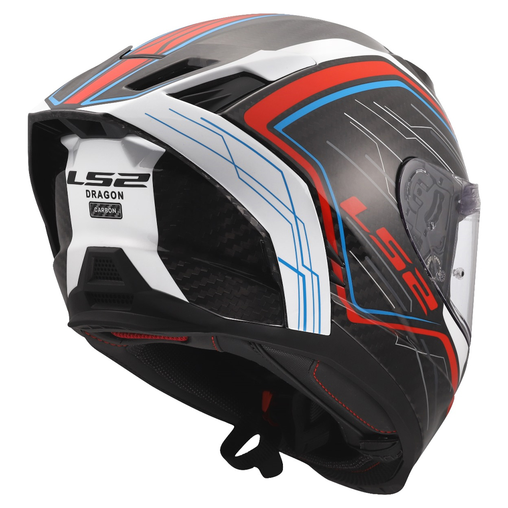 LS2 FF807 DRAGON CARBON HELMET - SUBIC WHITE BLUE RED - Image 3