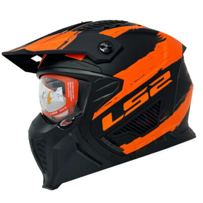 LS2 OF606 DRIFTER HELMET – MUD MATT BLACK ORANGE