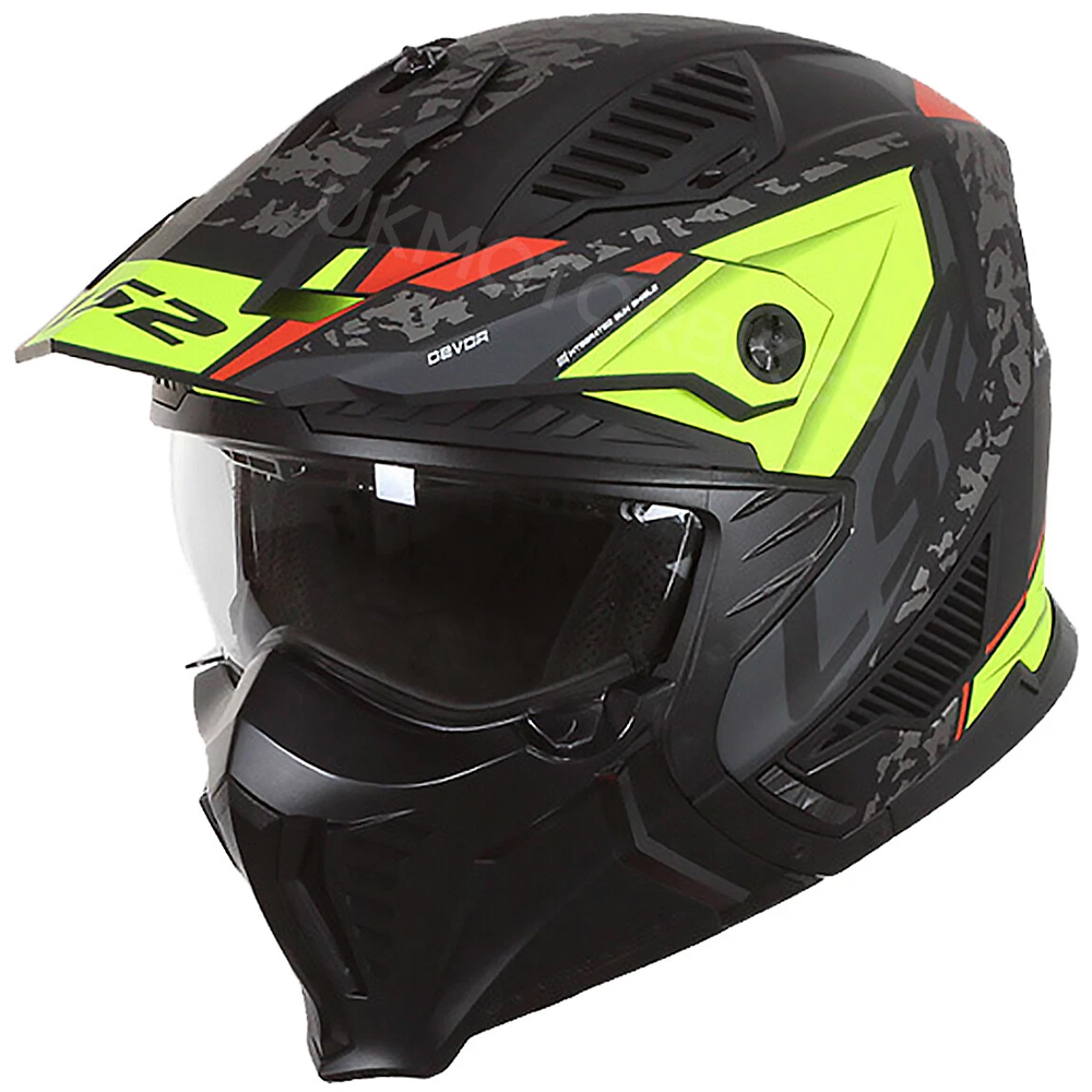 LS2 OF606 DRIFTER HELMET - MATT BLACK H-V YELLOW