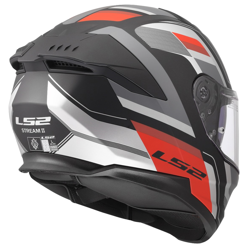 LS2 FF808 STREAM-II HELMET - VINTAGE BLACK GREY RED - Image 8