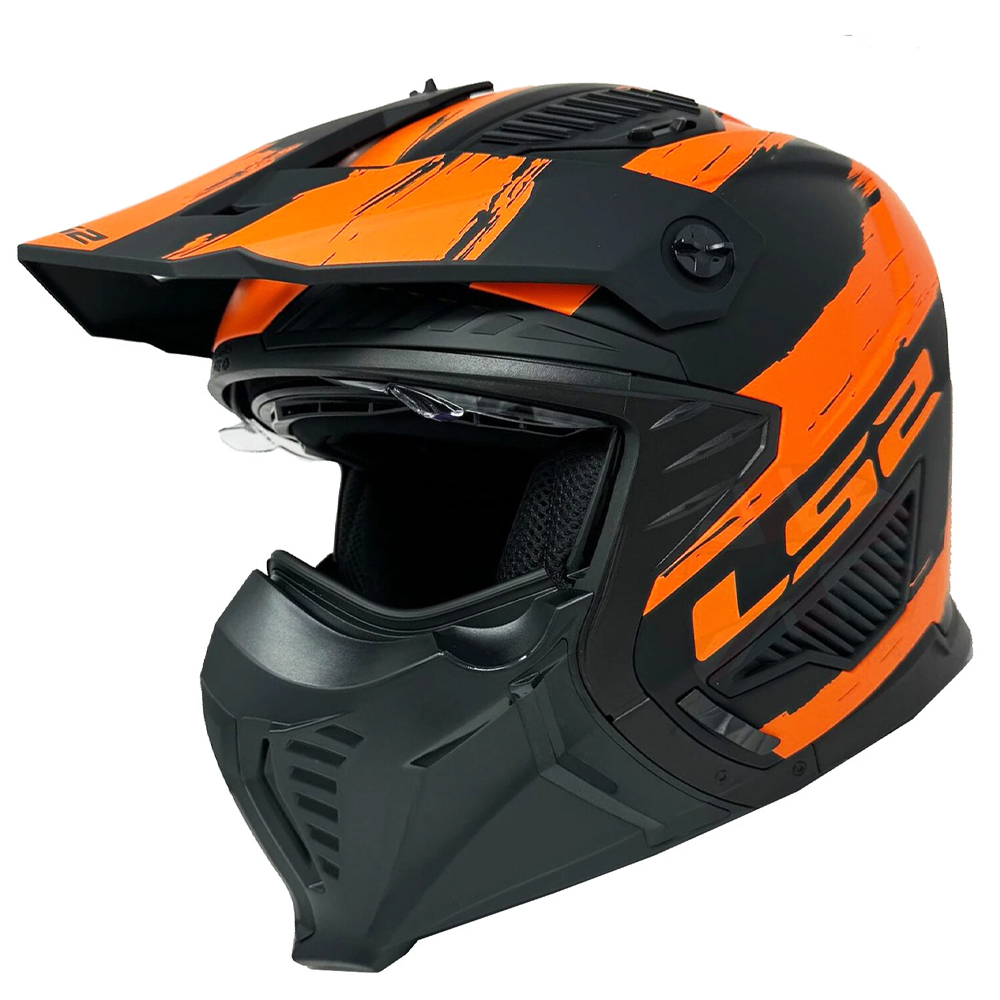 LS2 OF606 DRIFTER HELMET - MUD MATT BLACK ORANGE