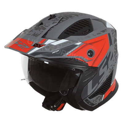 LS2 OF606 DRIFTER HELMET – MATT SILVER TITANIUM RED