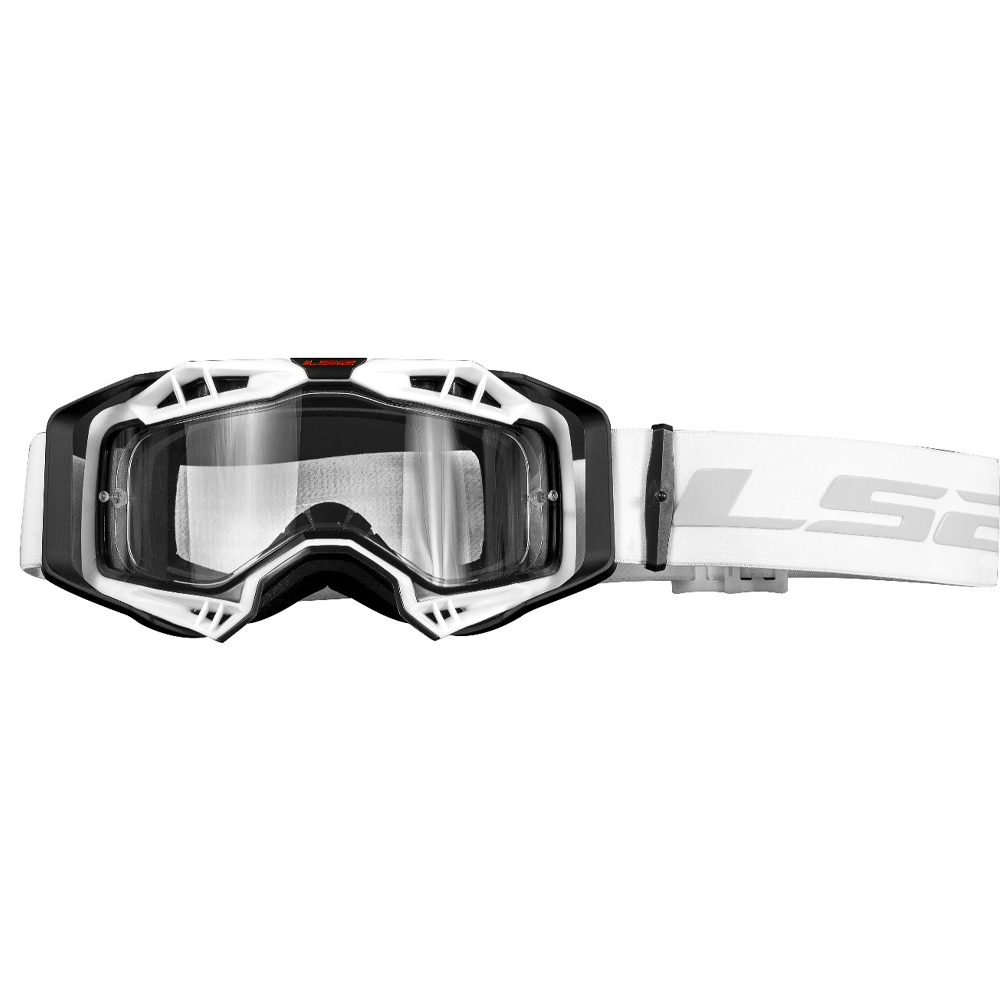LS2 AURA ENDURO SERIES GOGGLE BLACK WHITE WITH CLEAR VISOR