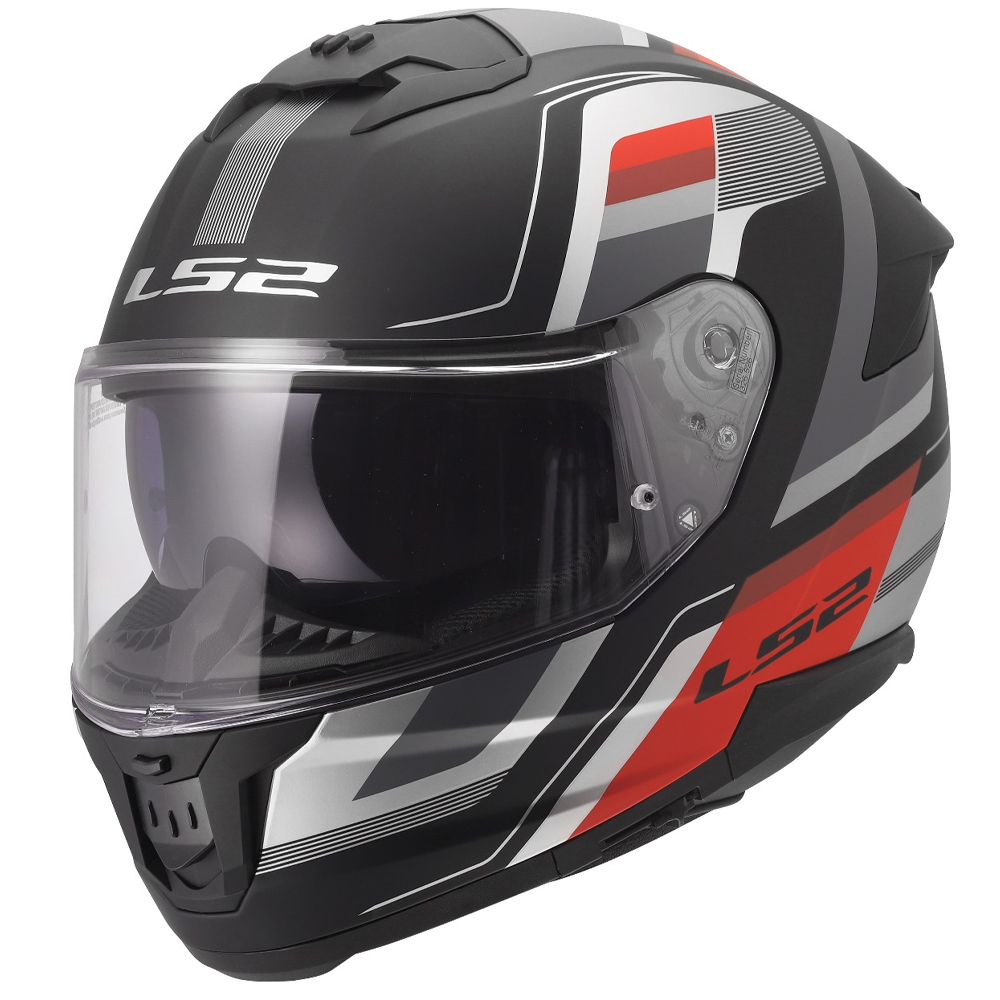 LS2 FF808 STREAM-II HELMET - VINTAGE BLACK GREY RED