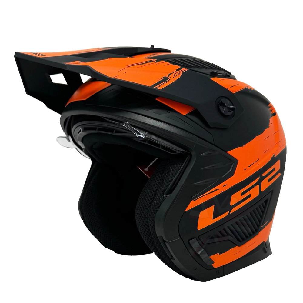 LS2 OF606 DRIFTER HELMET - MUD MATT BLACK ORANGE - Image 3
