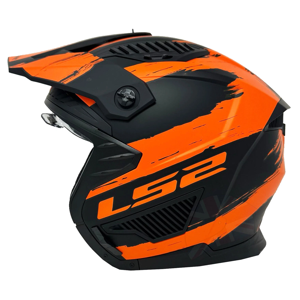 LS2 OF606 DRIFTER HELMET - MUD MATT BLACK ORANGE - Image 4