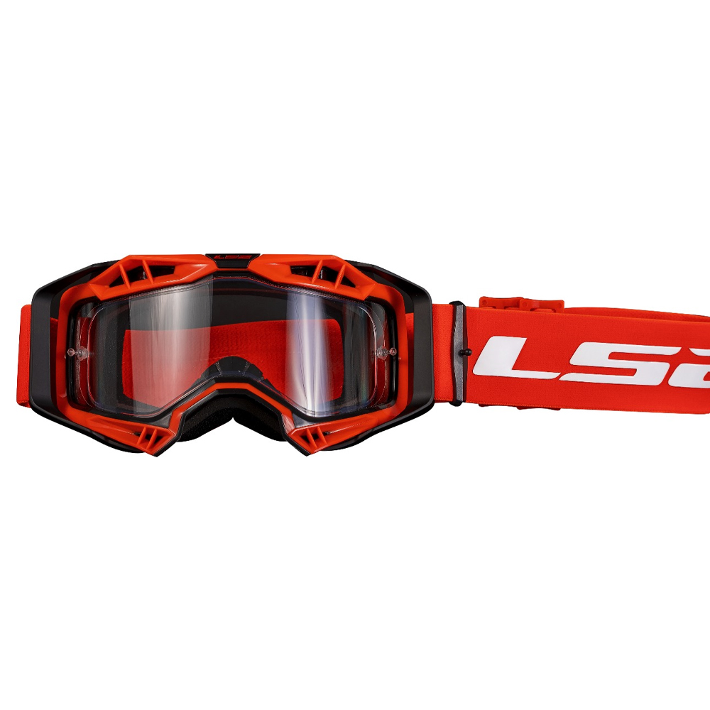 LS2 AURA ENDURO SERIES GOGGLE BLACK RED WITH CLEAR VISOR
