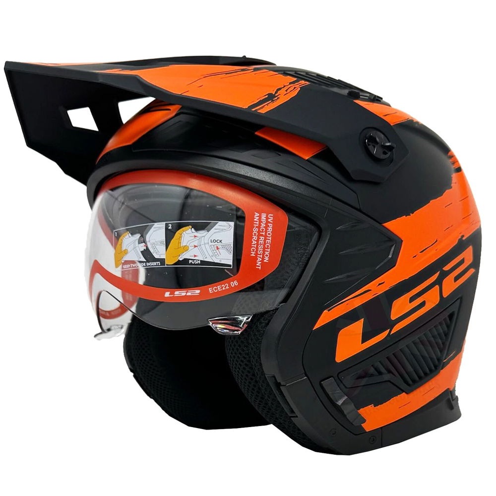 LS2 OF606 DRIFTER HELMET - MUD MATT BLACK ORANGE - Image 5