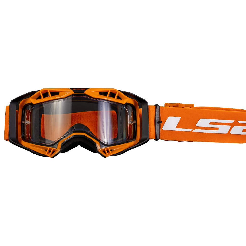 LS2 AURA ENDURO SERIES GOGGLE BLACK H-V ORANGE WITH CLEAR VISOR