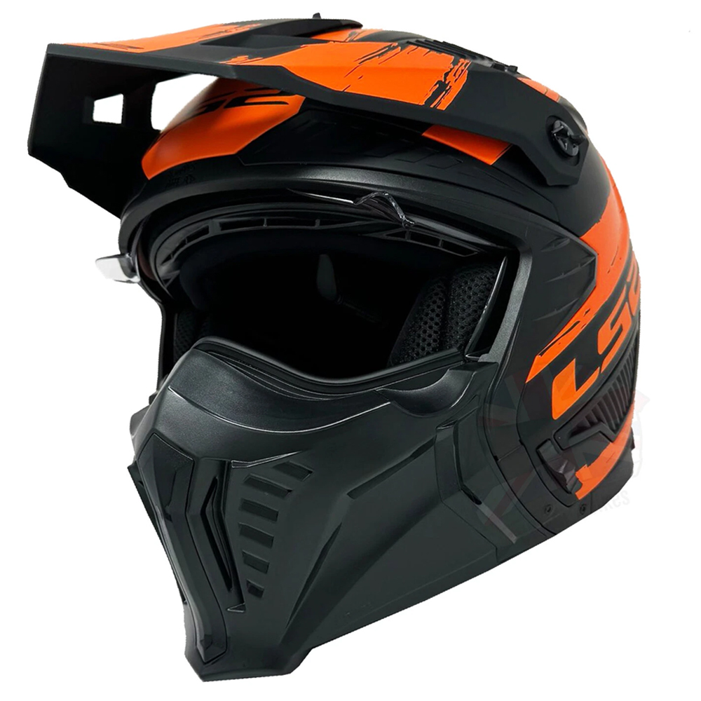LS2 OF606 DRIFTER HELMET - MUD MATT BLACK ORANGE - Image 6