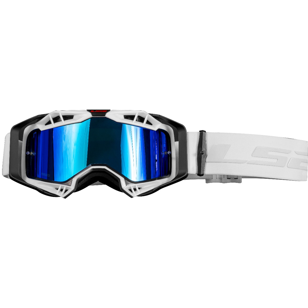LS2 AURA PRO GOGGLE BLACK WHITE WITH IRIDIUM VISOR