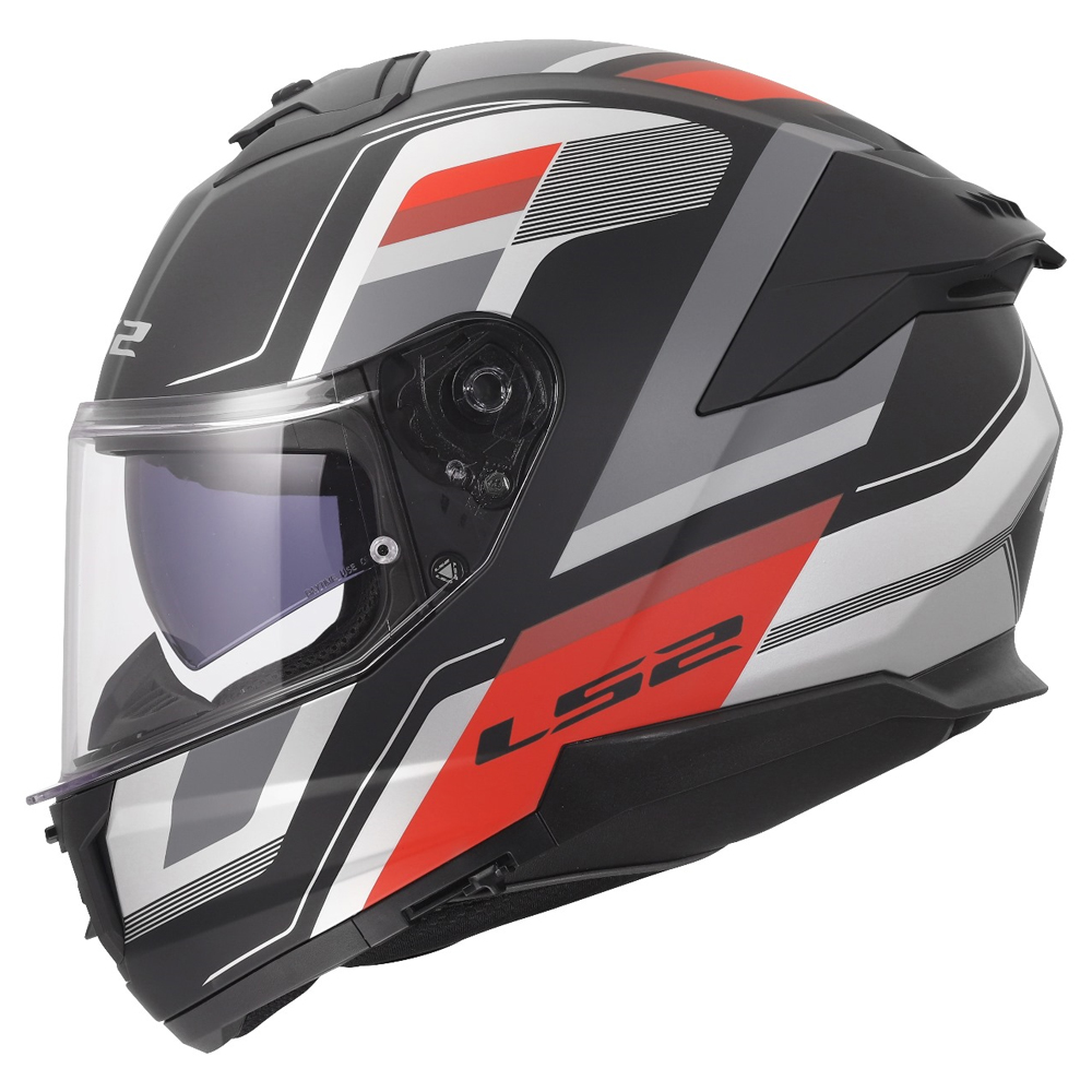 LS2 FF808 STREAM-II HELMET - VINTAGE BLACK GREY RED - Image 7