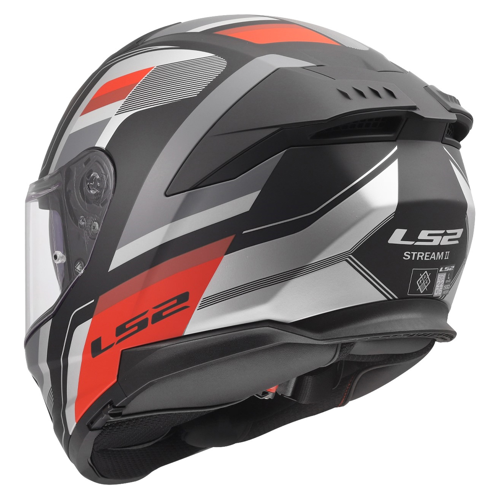 LS2 FF808 STREAM-II HELMET - VINTAGE BLACK GREY RED - Image 9