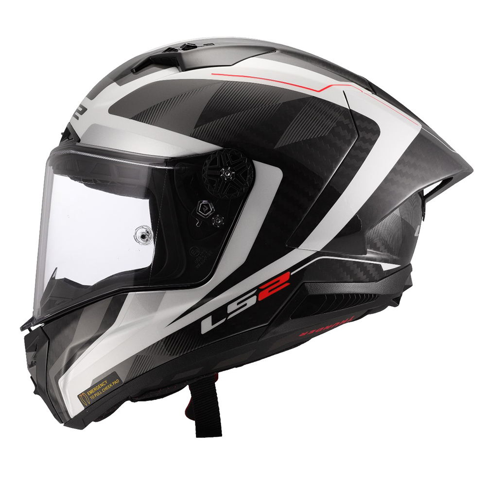 LS2 FF805 THUNDER CARBON HELMET - RAUTE WHITE GREY - Image 3