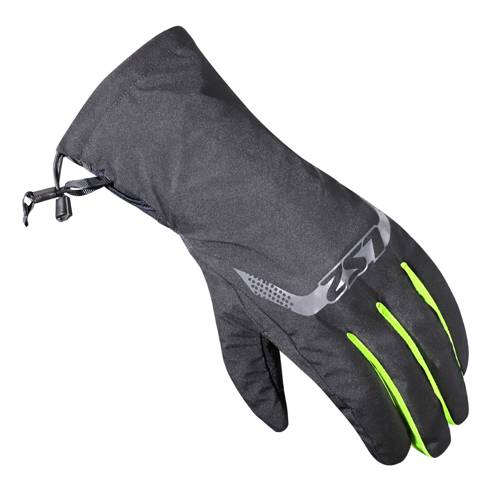 LS2 THERMORAIN GLOVES - BLACK H-V YELLOW
