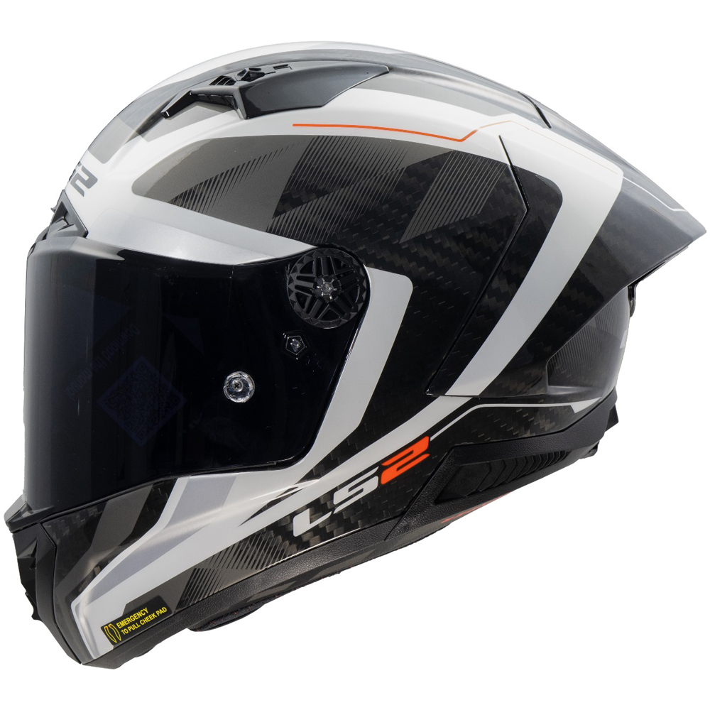 LS2 FF805 THUNDER CARBON HELMET - RAUTE WHITE GREY - Image 2