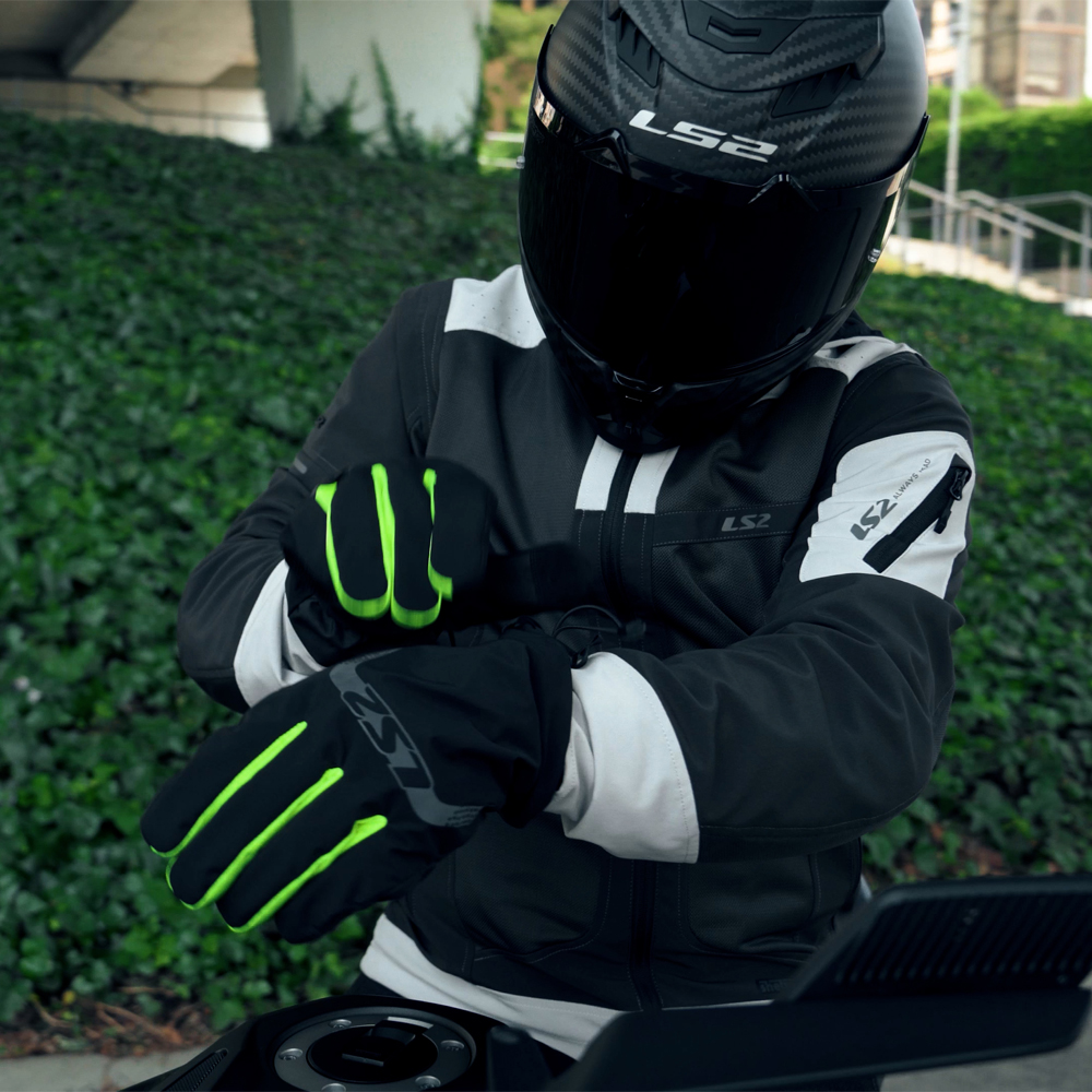LS2 THERMORAIN GLOVES - BLACK H-V YELLOW - Image 5
