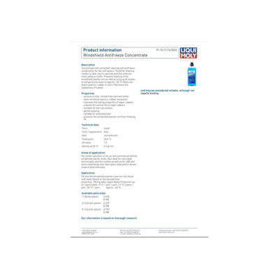 LIQUI MOLY WINDSHIELD ANTIFREEZE CONCENTRATE – 1LTR