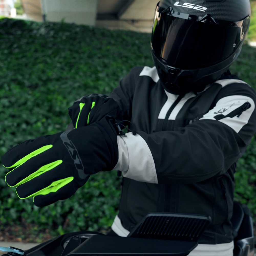 LS2 THERMORAIN GLOVES - BLACK H-V YELLOW - Image 6
