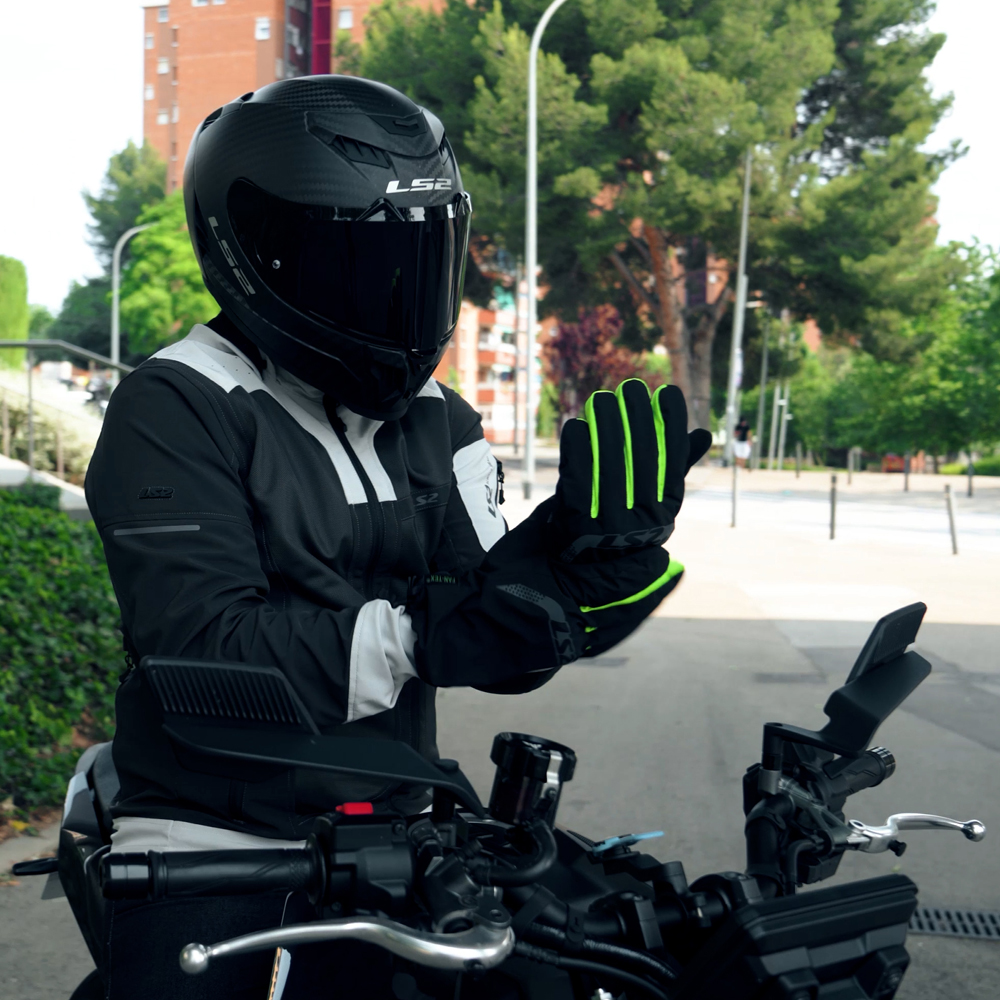 LS2 THERMORAIN GLOVES - BLACK H-V YELLOW - Image 8
