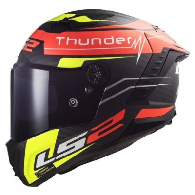 LS2 FF805 THUNDER CARBON HELMET – MATT RED H-V YELLOW