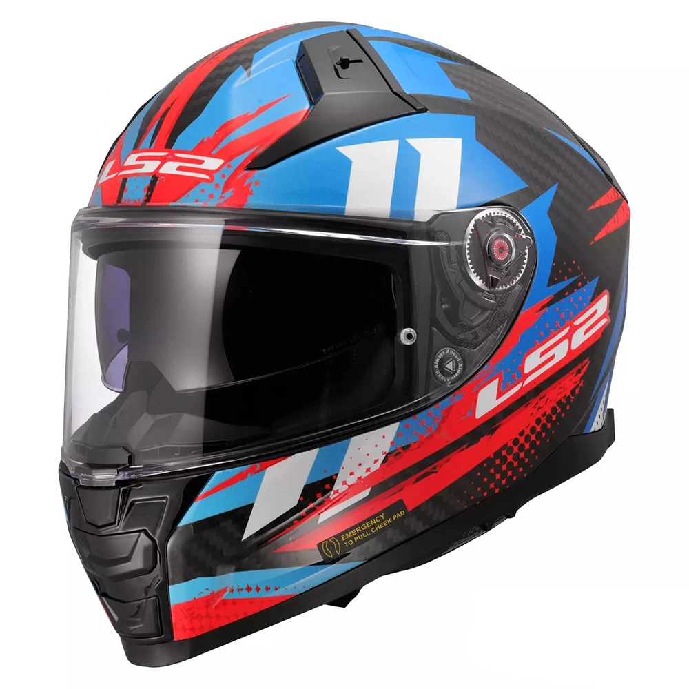 LS2 FF811 VECTOR II CARBON HELMET - TANTIC RED BLUE
